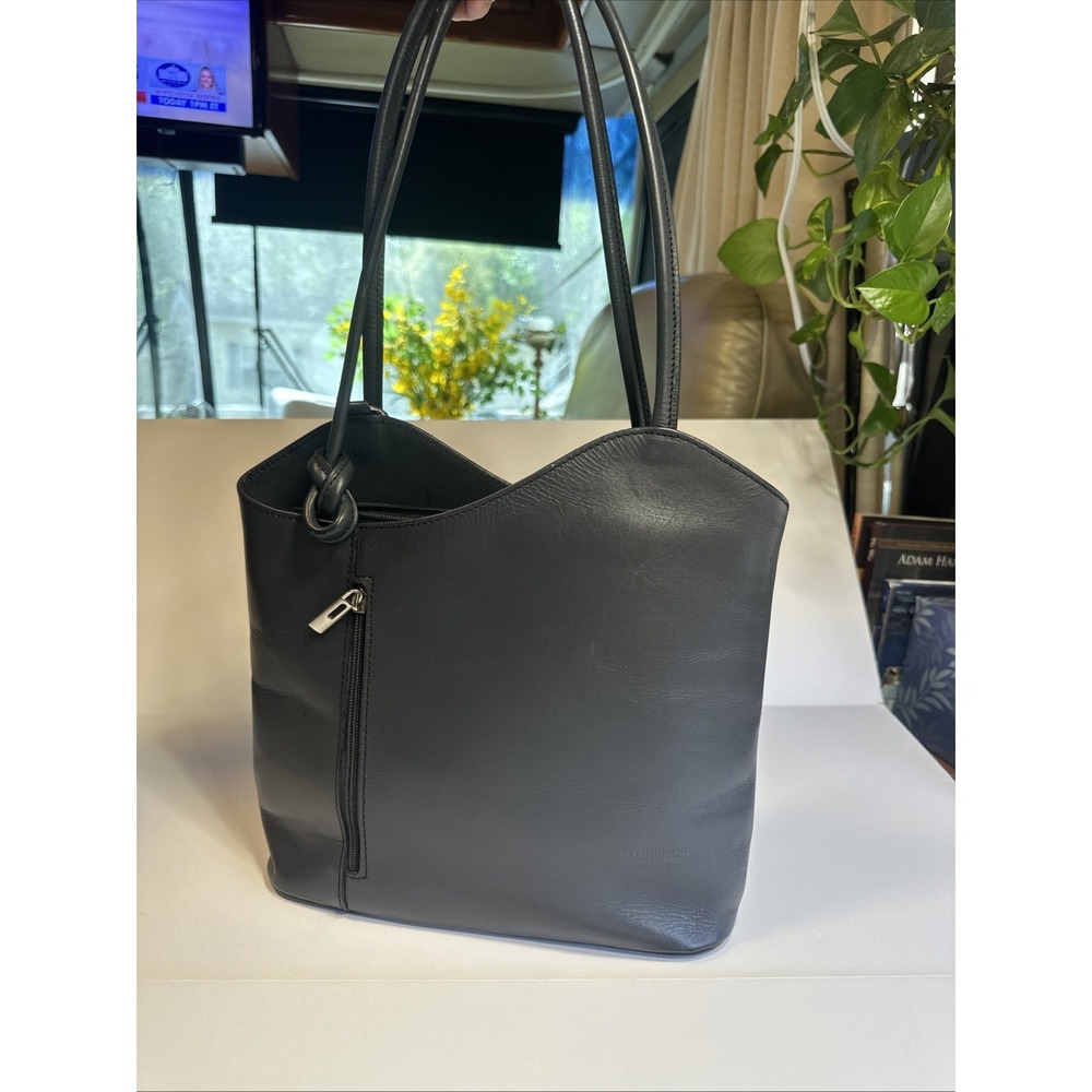 Florence Borse In Pelle Women Genuine Leather‎ Shoulder Purse Navy Made In Italy